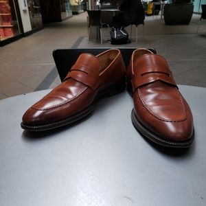 Magnani light brown penny loafers custom dyed sole